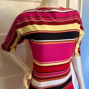 💝Vintage 1990s Olivia Matthews Striped Sheath Dress, Made In The USA